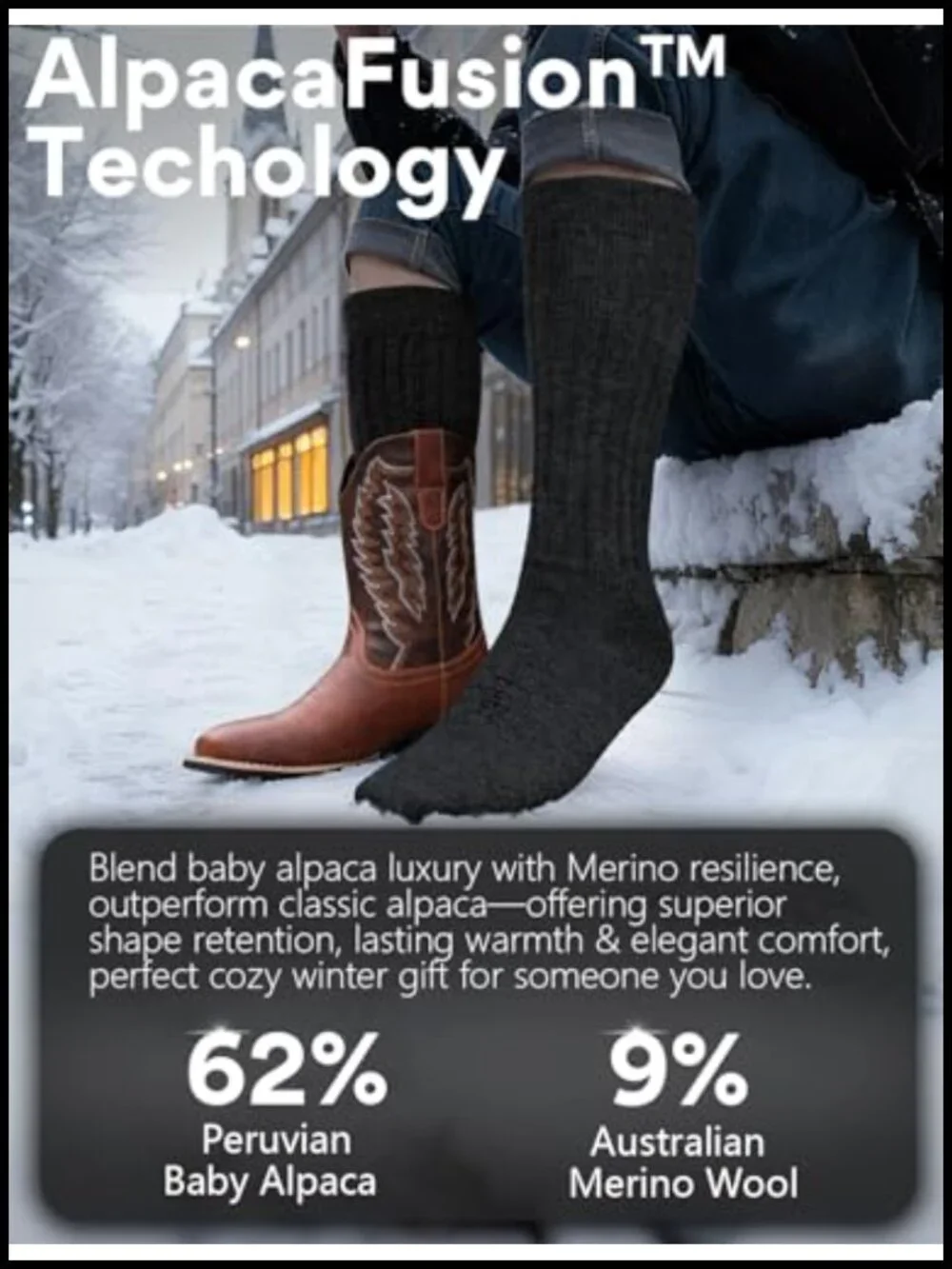 Alpaca Wool Knee High Boot Socks Heavyweight Thermal Winter